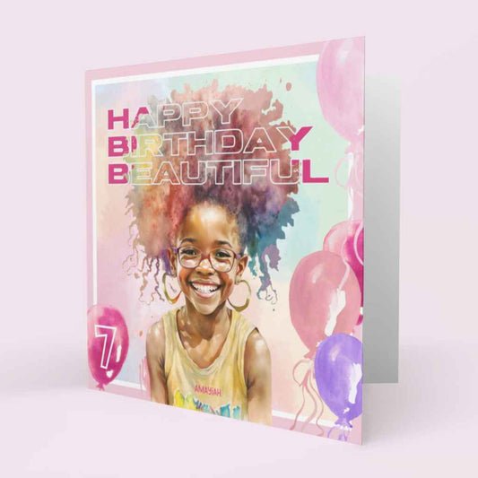Happy Birthday Beautiful Black Girl Afro Age Birthday Card
