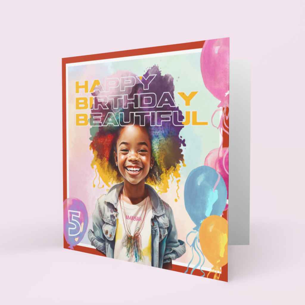 Happy Birthday Beautiful Black Girl Afro Age Birthday Card