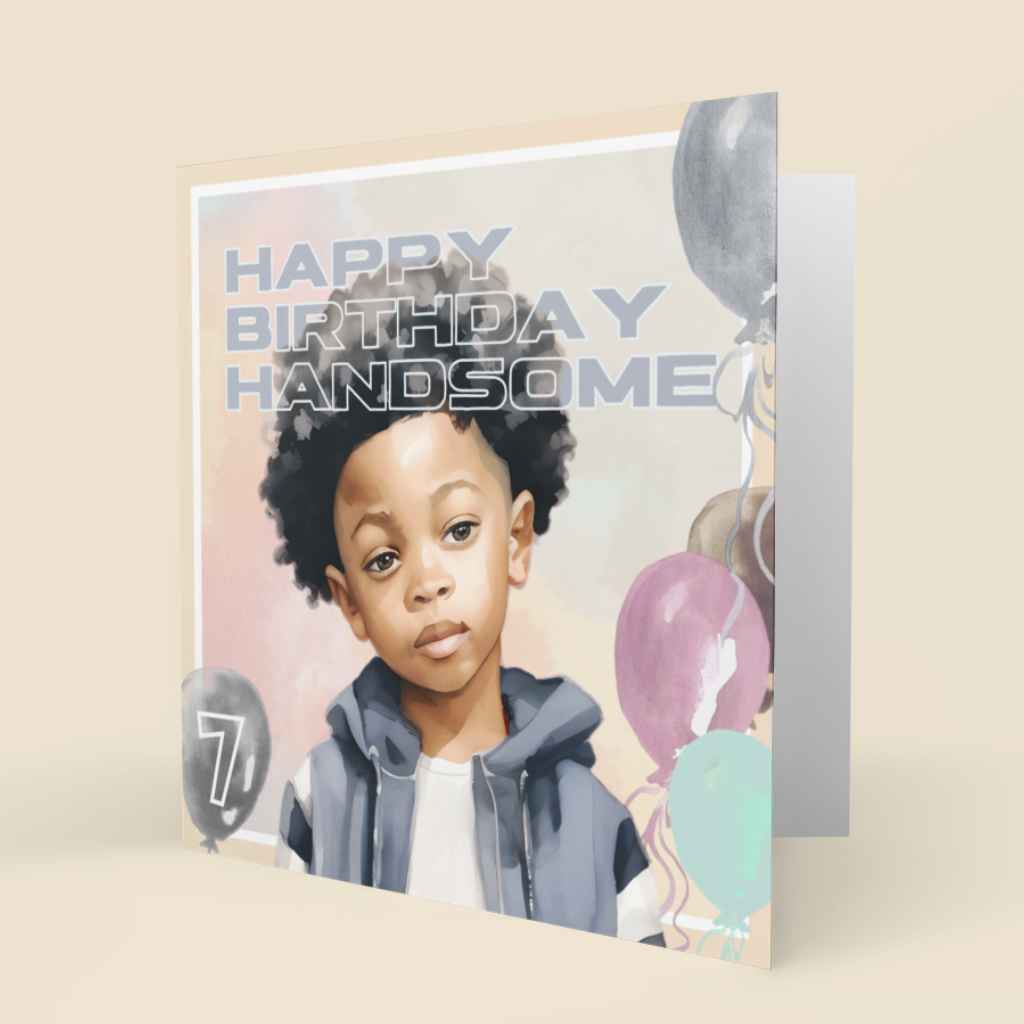 Happy Birthday Handsome Black Boy Age Birthday Card