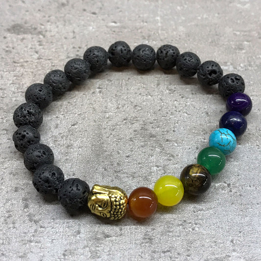 Lava Stone Bracelet | Buddha & Chakra