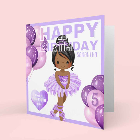 Personalised Age Birthday Cards | Black Ballerina & Balloons