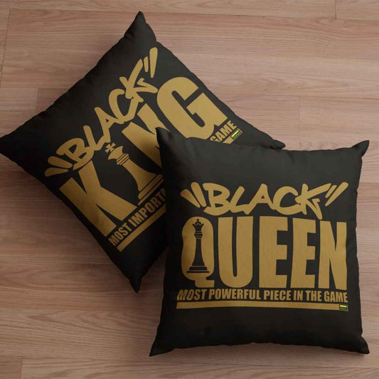 Personalised Black Queen Powerful Chess Cushion