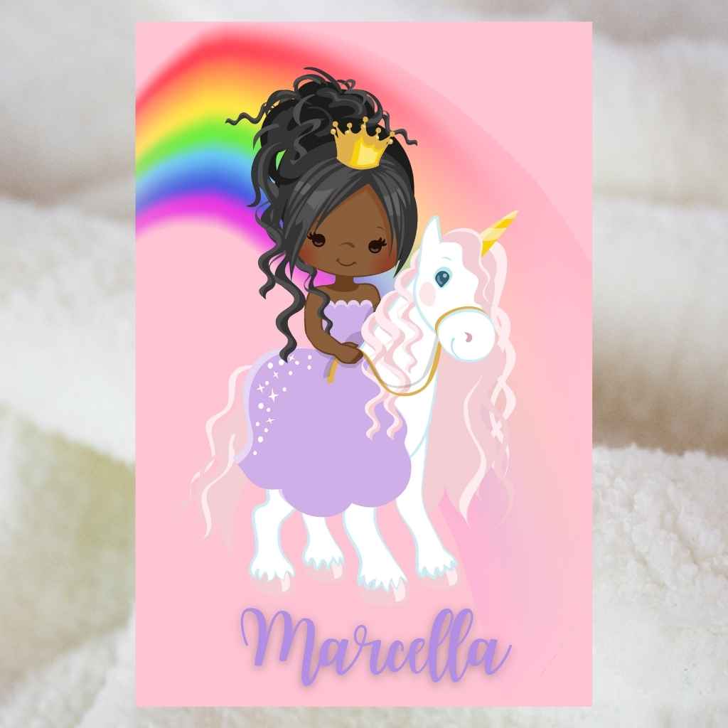 Personalised Blankets | Sherpa Fleece | BLM Kids Princess Unicorn