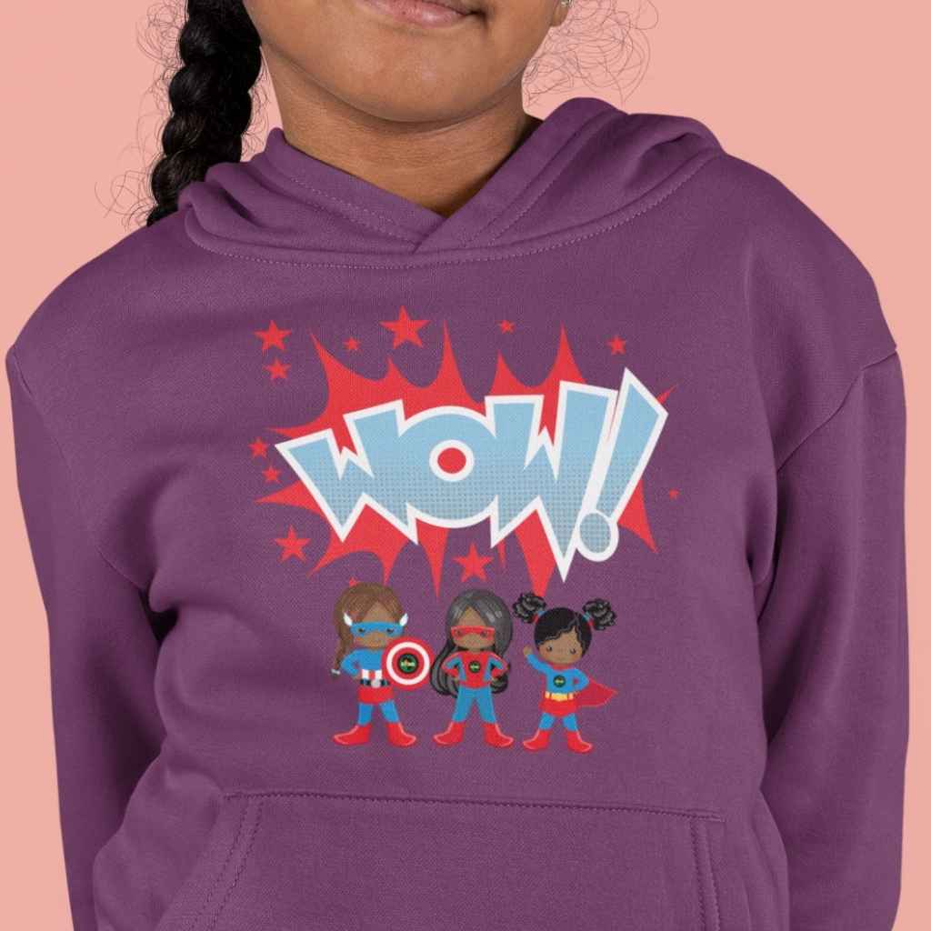 WOW! Black Superheroine Squad Girls Organic Hoodie