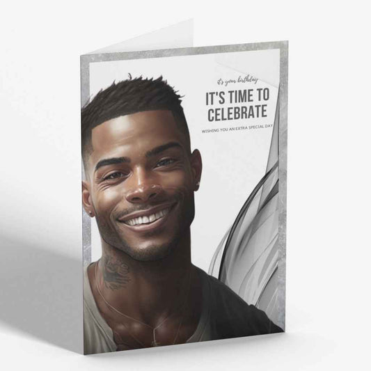 Black Man Birthday Card | It's Time to Celebrate