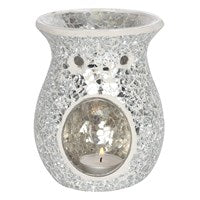 Crackle Glass Oil Burners | Silver