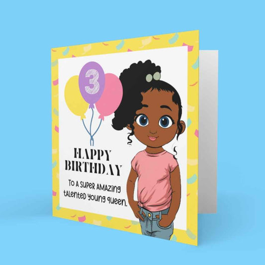 Children's Personalised Age Birthday Cards | Black Girl