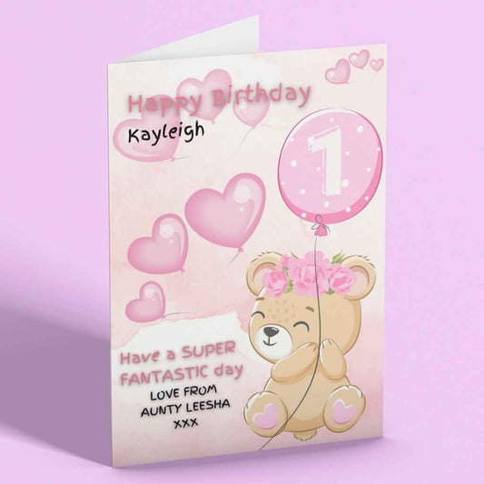 Personalised 1st Birthday Card | Bear & Balloon
