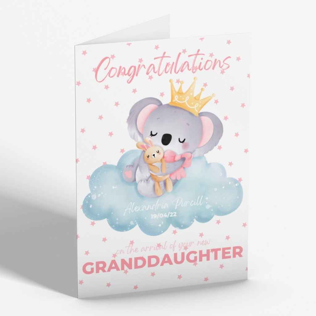 Personalised New Baby Greetings Card | Grandparents | Cloud Ellie