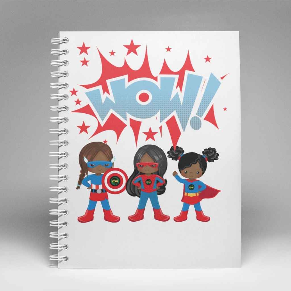 Personalised A5 Girls Notebook | Wow! Black Superheroine Squad