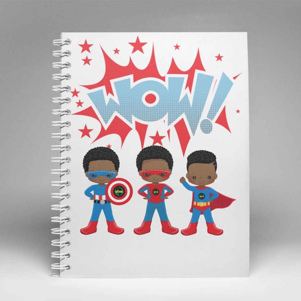Personalised A5 Boys Notebook | Wow! Black Superhero Squad