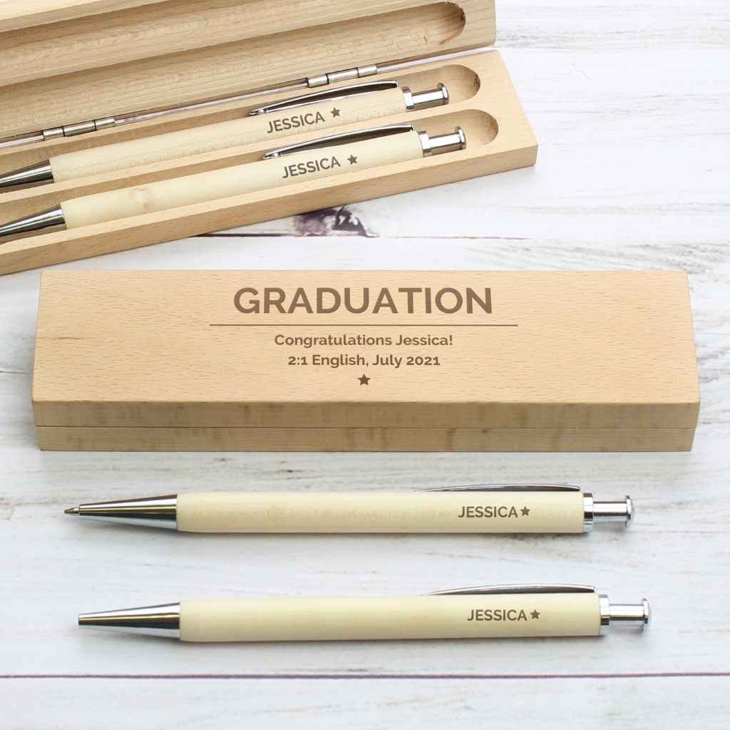 Personalised Wooden Pen & Pencil Gift Box