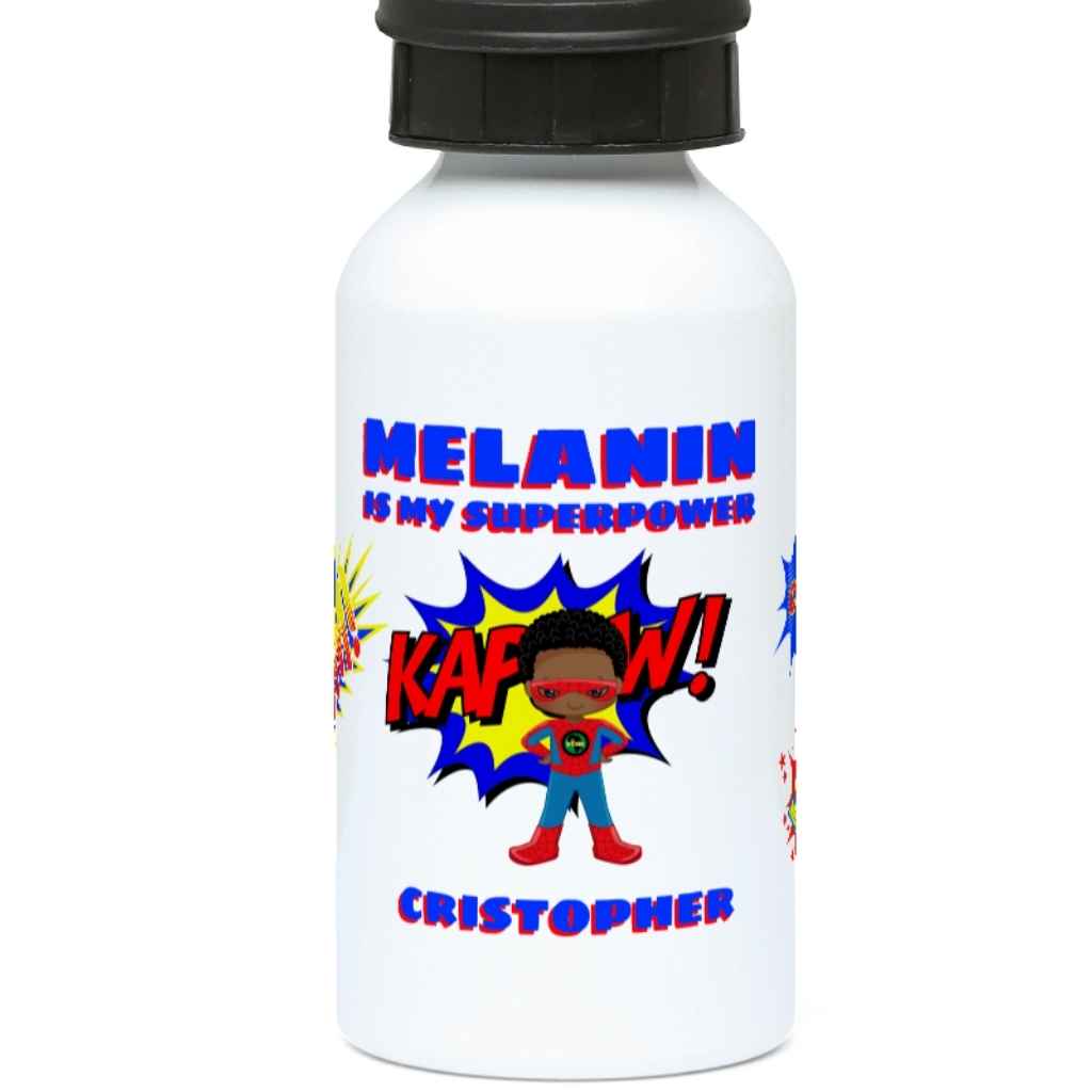 Personalised Sports Water Bottle | Kids | Melanin is my SuperPower