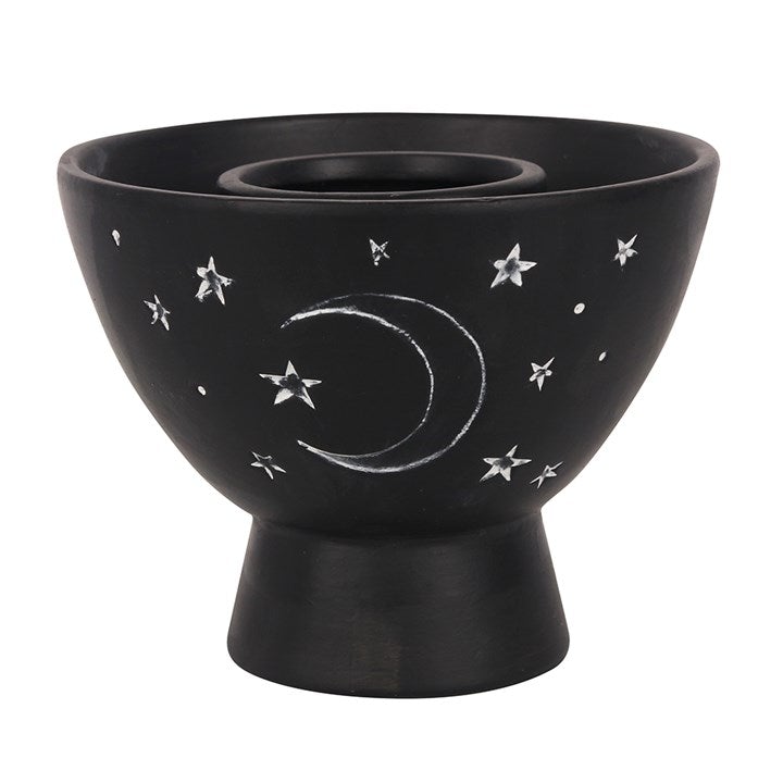 Black Terracotta Moon & Stars Ceramic Smudge Bowls