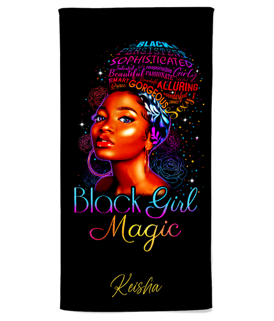 Personalised Black Girl Magic Words Towel