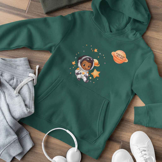 Dreams Bigger Than the Universe Black Boy Astronaut Organic Hoodie