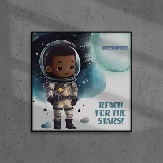 Black Boy Astronaut - Reach for the Stars Print