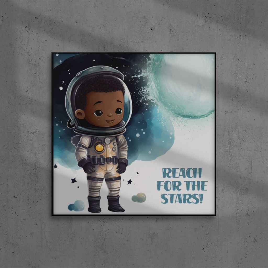 Black Boy Astronaut - Reach for the Stars Print