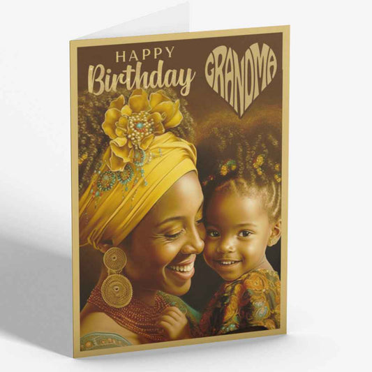 Happy Birthday Card | Black Grandmother and Granddaughter