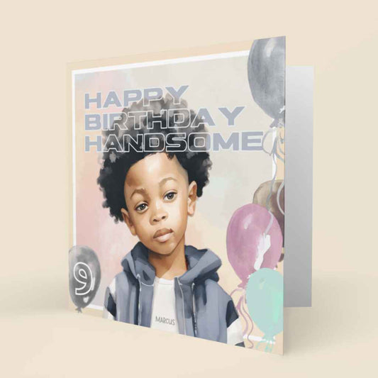 Happy Birthday Handsome Black Boy Age Birthday Card