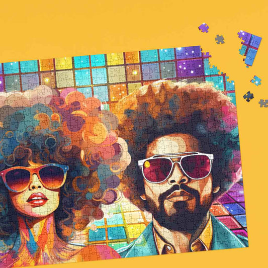 Vintage Afro Black Couple Personalised Jigsaw Puzzle | 252, 500 & 1000 pieces