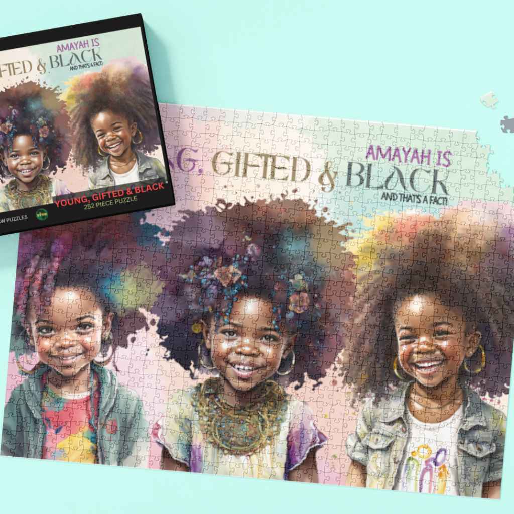 'Young, Gifted & Black' Girls Personalised Jigsaw Puzzle | 110, 252 & 500 pieces