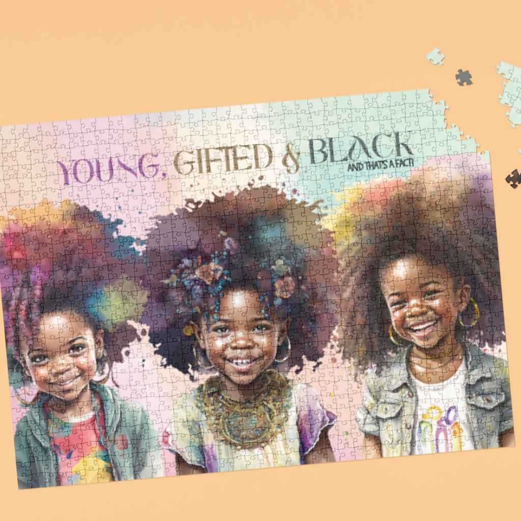 'Young, Gifted & Black' Girls Personalised Jigsaw Puzzle | 110, 252 & 500 pieces