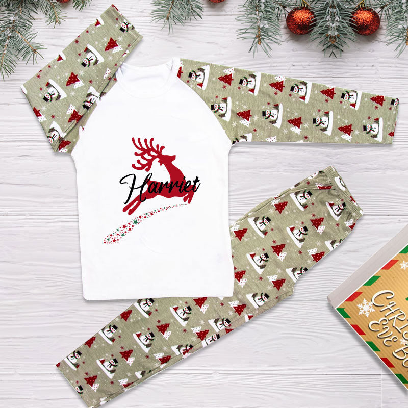 Christmas Pyjamas Grey - reindeer w/name