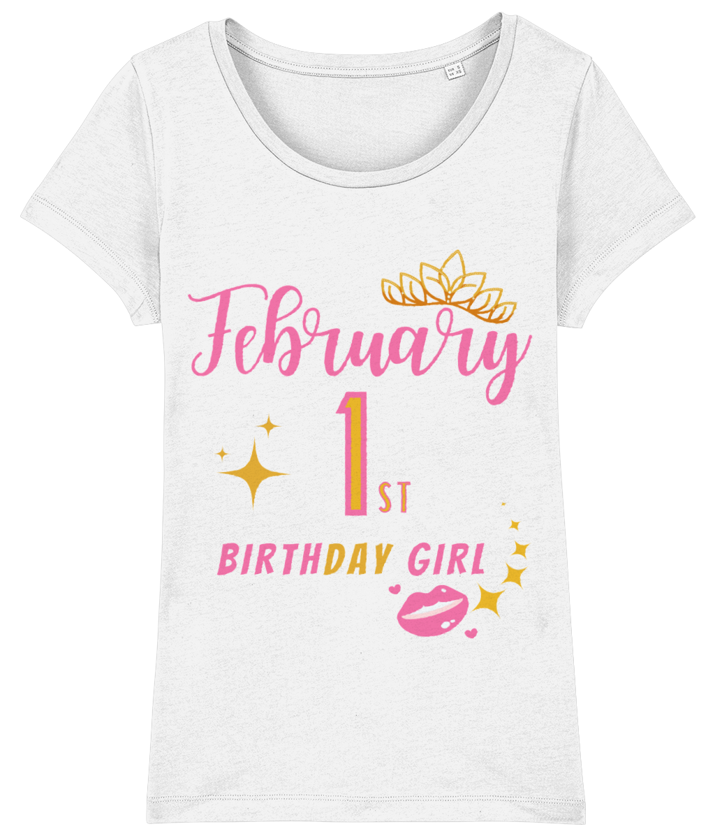 Personalised Date Birthday Girl T Shirt - Fitted Ladies