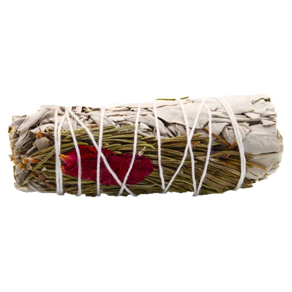10cm Spiritual Cleansing Sage Smudge Stick against a plain white background. The smudge stick is unlit and is bound with white twine. 
