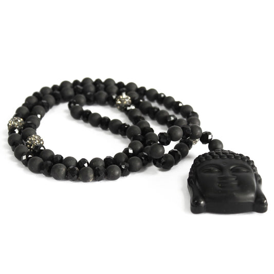 Gemstone Necklace | Buddha & Black Agate