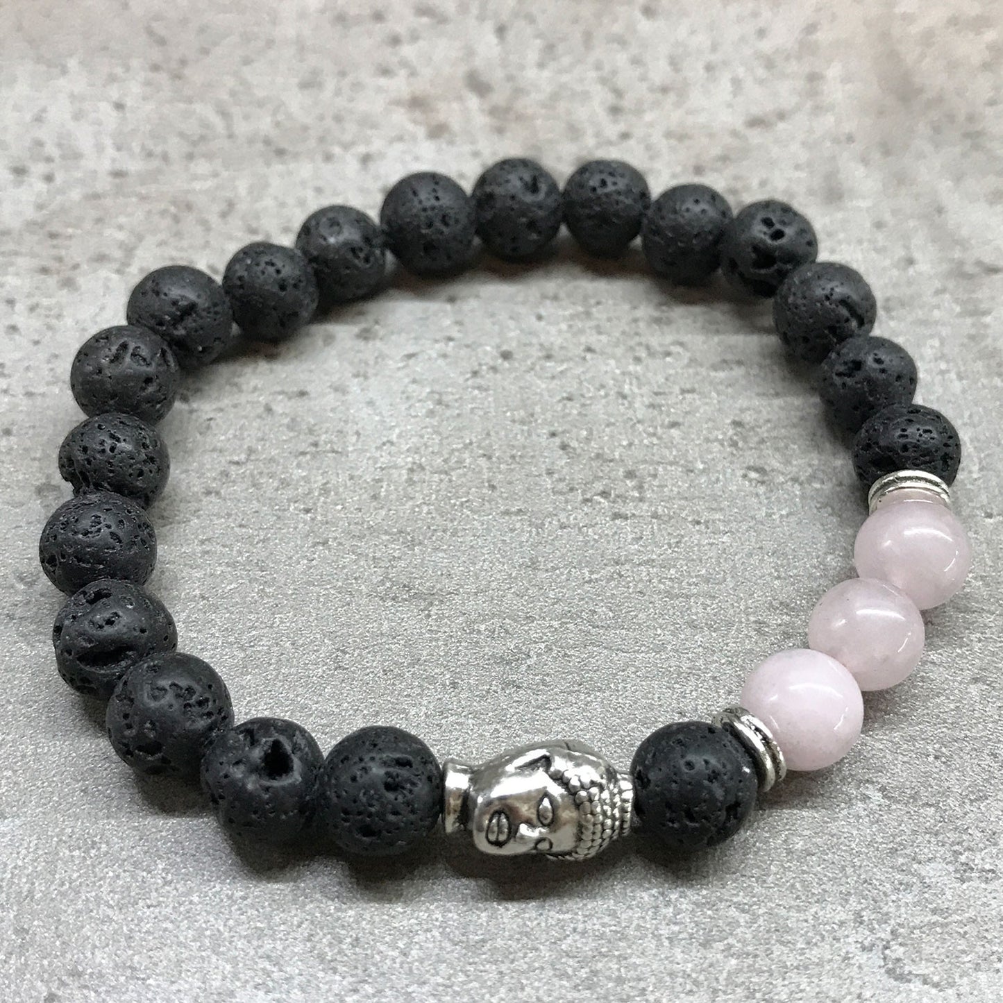 Lava Stone Bracelet | Buddha & Rose Quartz