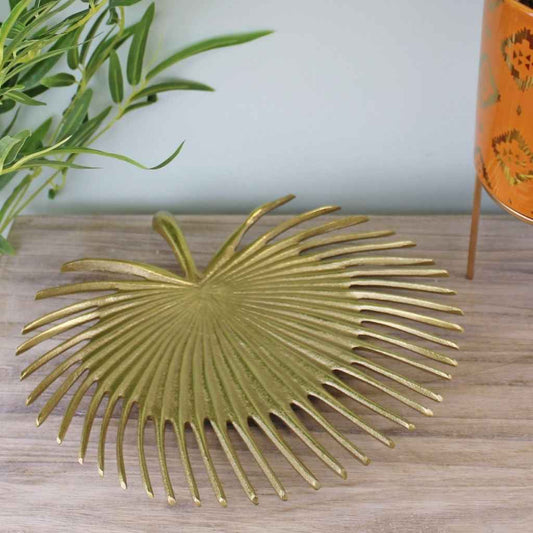 Decorative Plate | Aluminium | Gold Palm Leaf