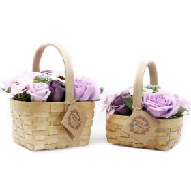 Luxury Soap Flowers | Wicker Basket Bouquet | Lilac