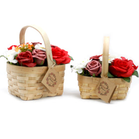 Luxury Soap Flowers | Wicker Basket Bouquet | Red