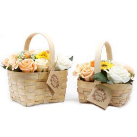 Luxury Soap Flowers | Wicker Basket Bouquet | Orange