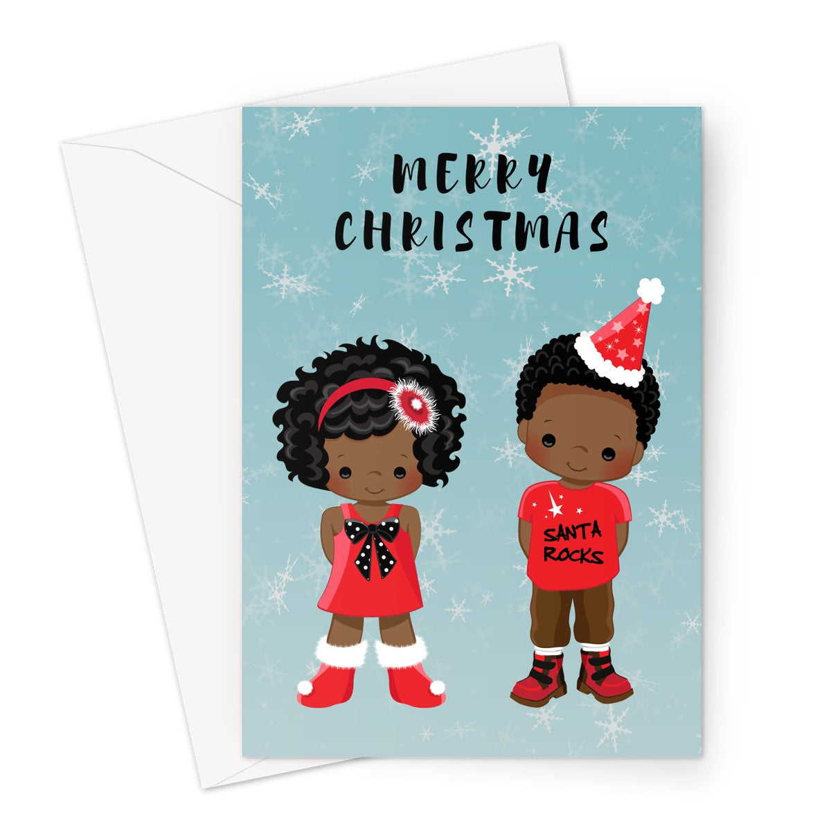 2 Children Merry Christmas Card