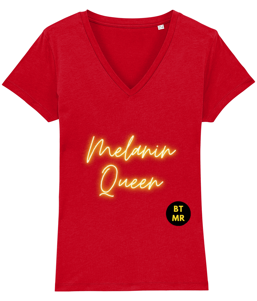 BTMR Melanin Queen 100% organic cotton T Shirt - V Neck