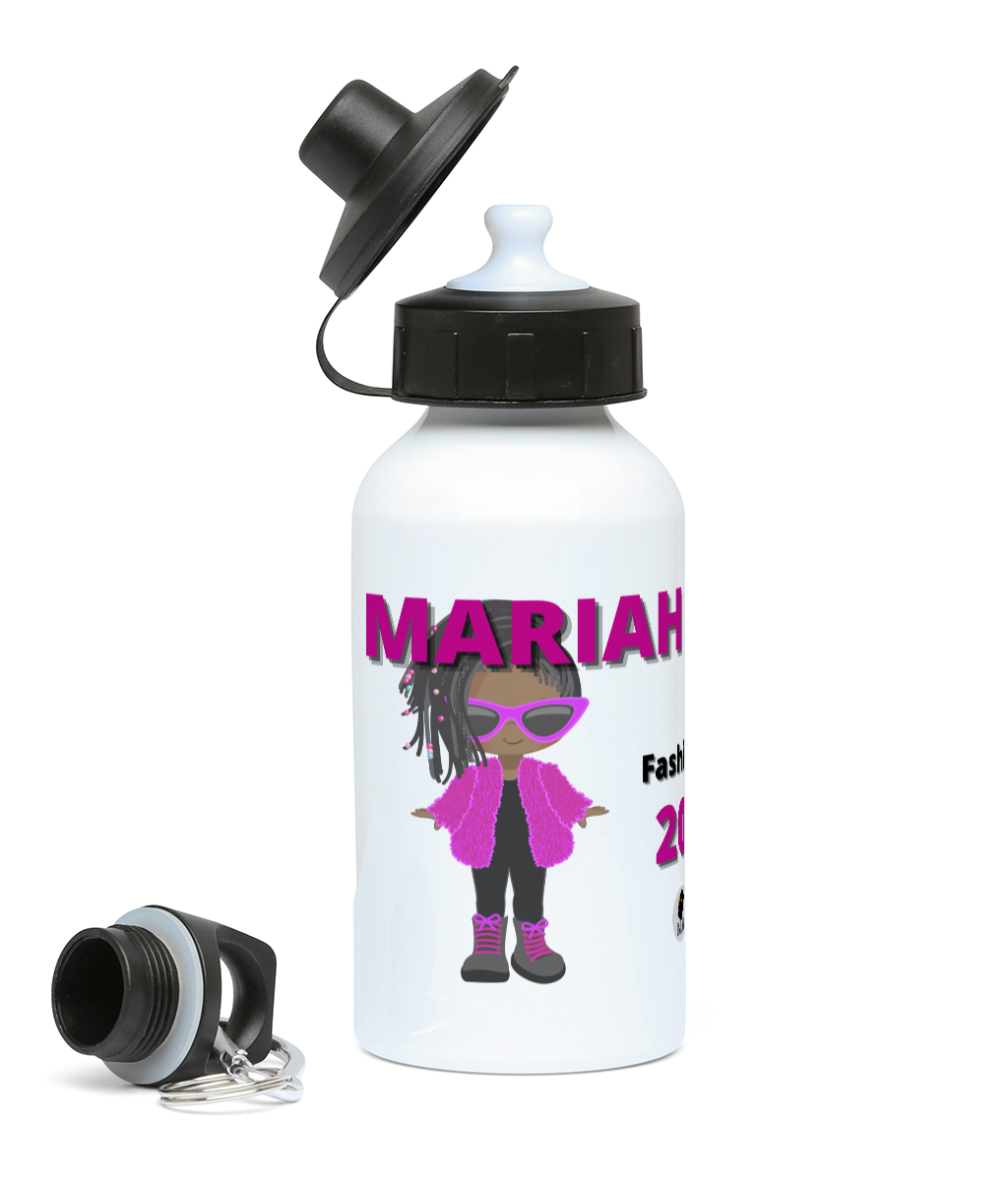 Personalised BLM Sports Water Bottle - Fluffy Fashionista Dreads