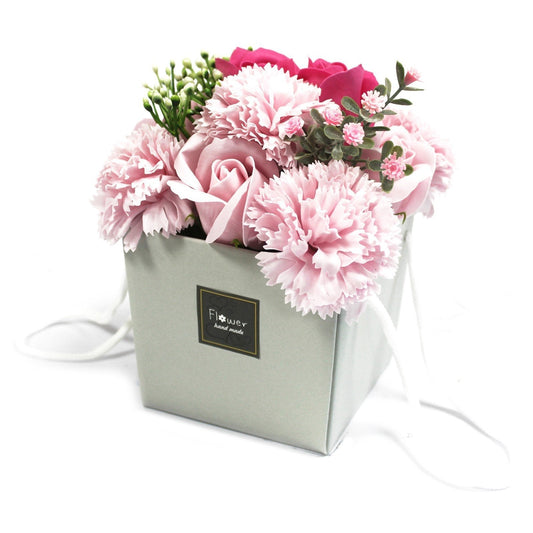 Luxury Soap Flowers | Gift Bag Bouquets | Pink Rose & Carnation