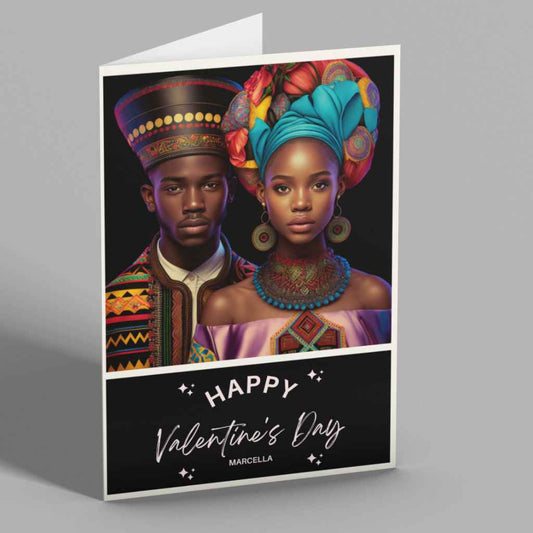 African Couple Headwrap Happy Valentine's Day Card