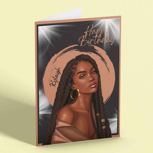 Personalised Afrocentric Ethnic Birthday Cards | Beautiful Black Black Girl Happy Birthday