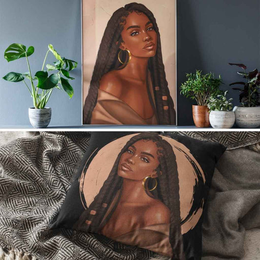 Black Girl Blessed & Highly Favoured Cushion & Print Gift Bundle