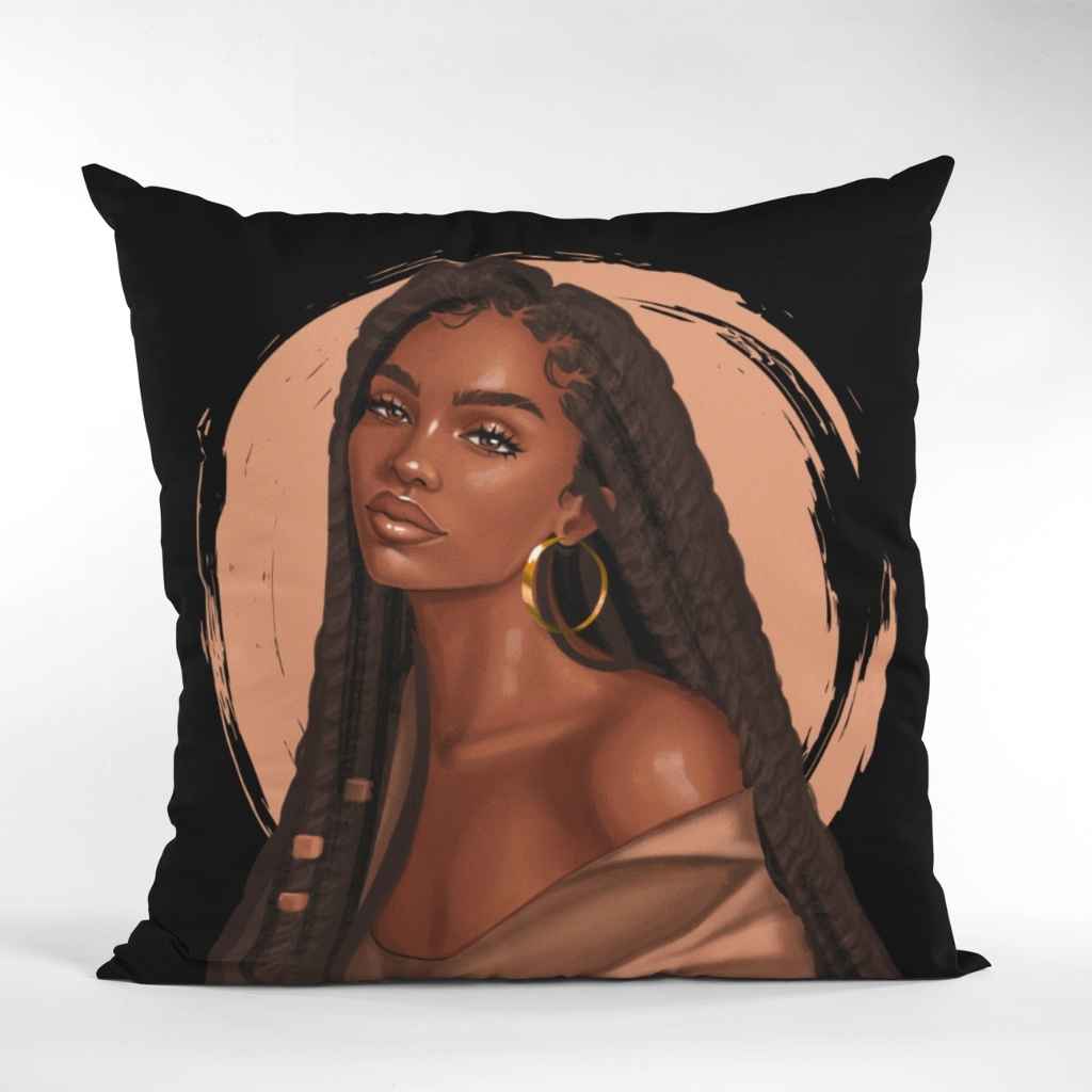 Beautiful Black Girl With Braids Scatter Cushion