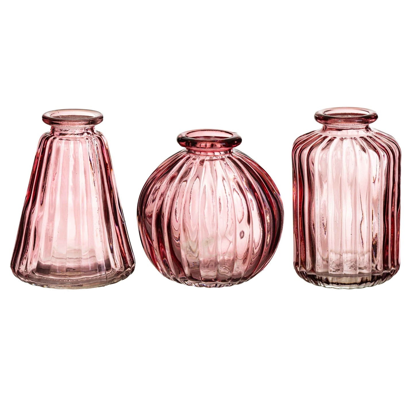 Glass Bud Vases | Pink | Set of 3