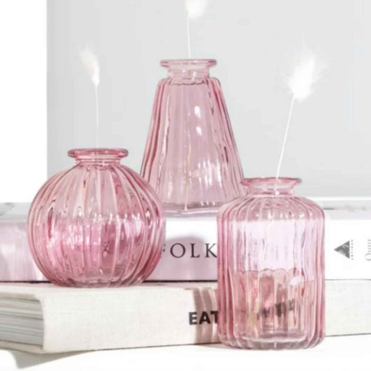 Glass Bud Vases | Pink | Set of 3