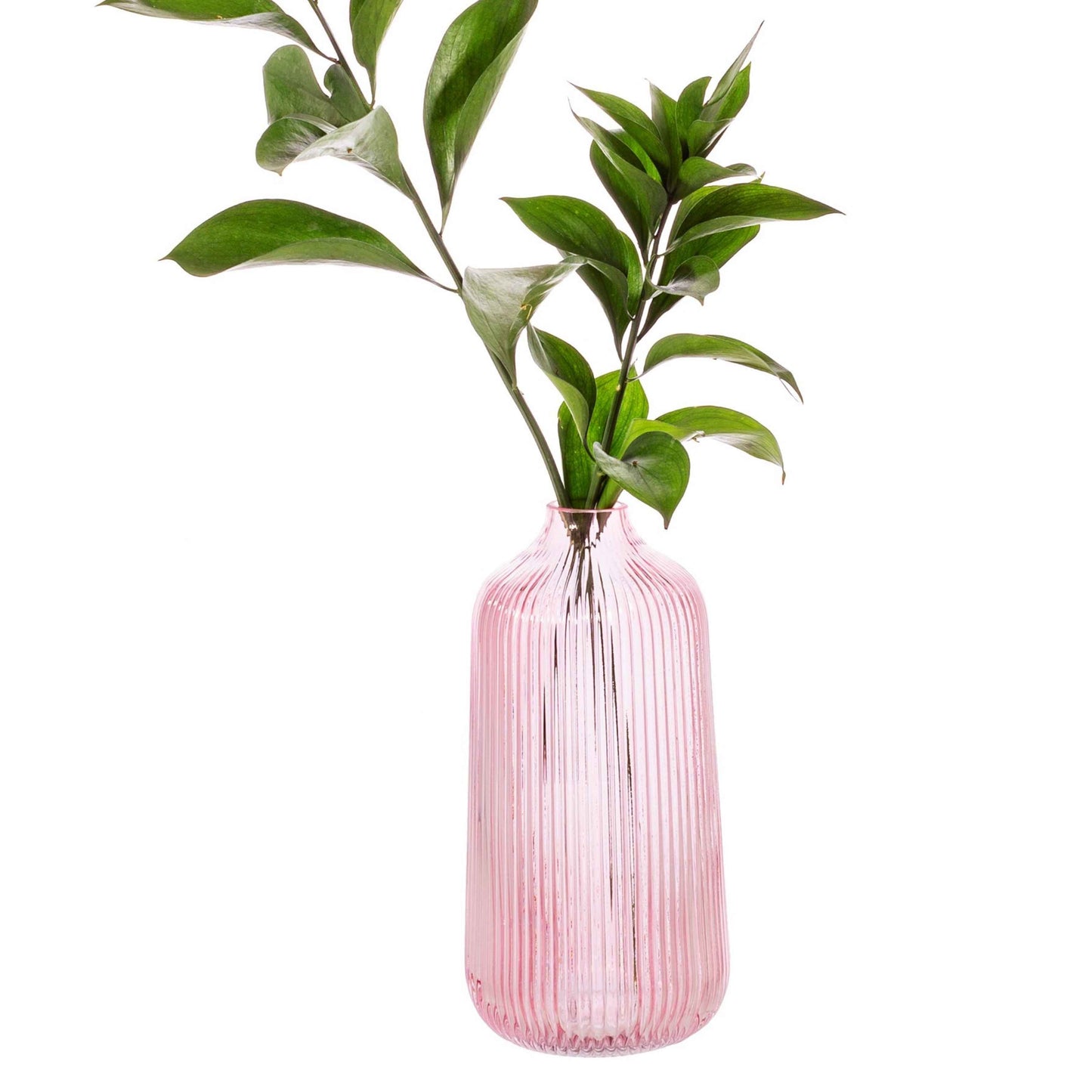 Tall Fluted Pink Glass Vase