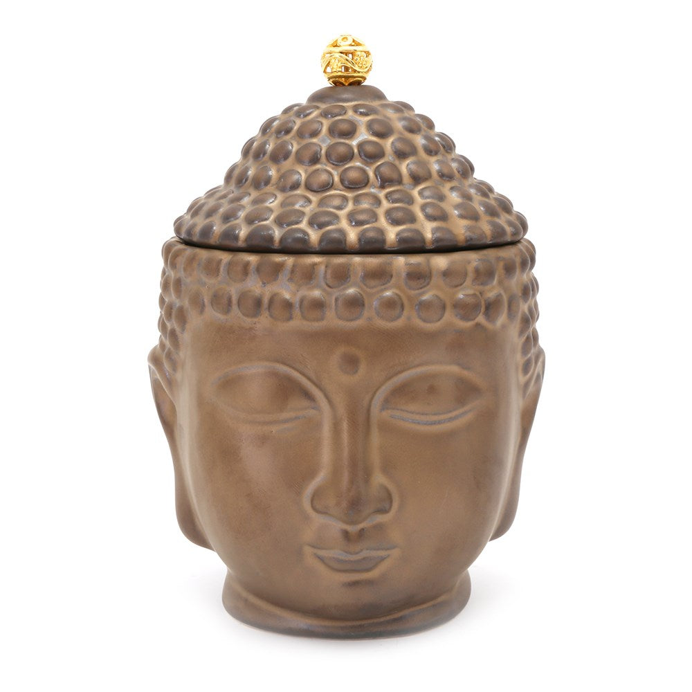 Storage Jar | Bronze effect Ceramic | Buddha Head
