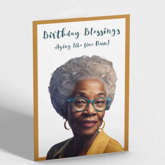 Mature Black Woman Birthday Blessings Card