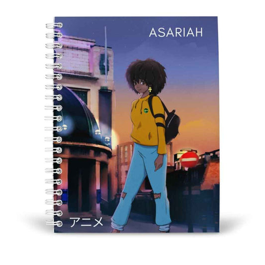 Personalised A5 Notebook | Black Girl Anime Scene